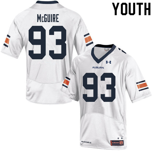 Youth #93 Evan McGuire Auburn Tigers College Football Jerseys Sale-White